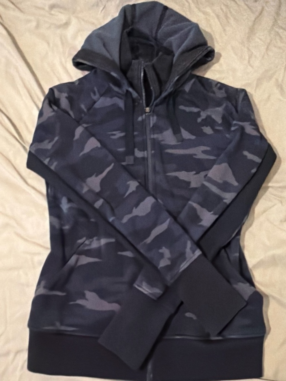 Athleta Navy Camo Full-Zip Hoodie Jacket